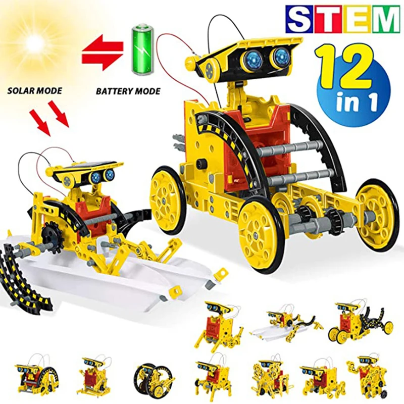 Power Tools Kids - 12 in 1 科学実験ソーラーロボットおもちゃ DIY ビルディング動力学習ツール教育ロボット技術ガジェットキット子供用
