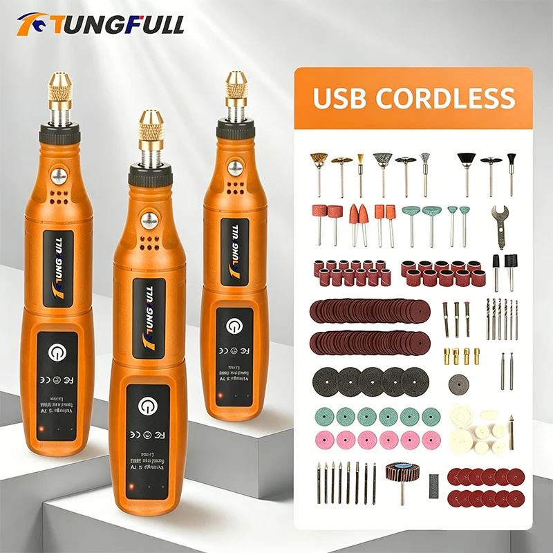 Power Tools Universal Battery - TUNGFULL ミニ電動グラインダー ワイヤレス充電式電動ドリル ドリルマシン ツールキット付き 木彫りツール