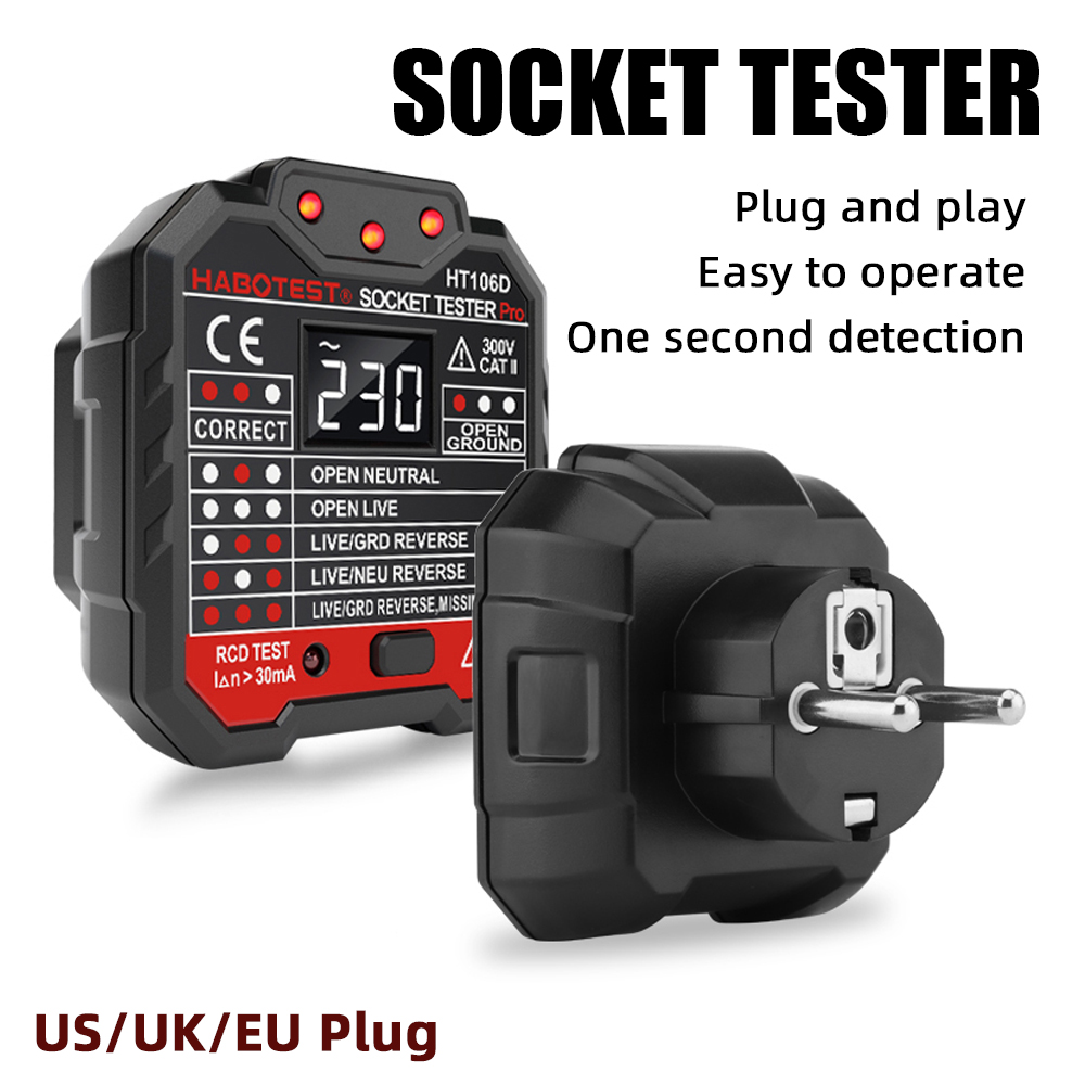 Power Tools Uk Review - コンセントテスター 電圧検出器 米国/英国/EUプラグソケットテスター 電気回路ブレーカーファインダー 接地ゼロライン極性位相チェック