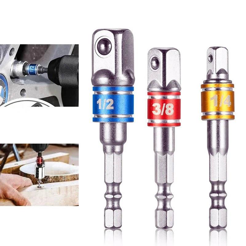 Power Tools Extension - ソケットインパクトドライバー延長アダプター拡張コンバーター電気ドリル六角から高速ナットオス角レンチ電動工具