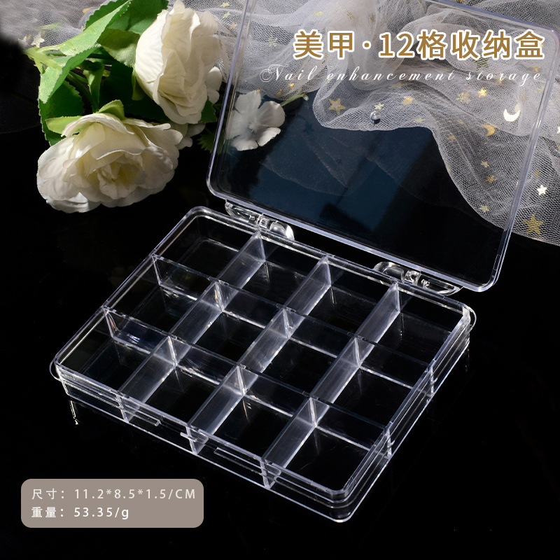 Power Tools Storage - 空のプラスチック製オーガナイザーボックス、y2kネイルアートストレージ、ネイルグリッター、ラインストーンコンテナ、収納ツール、6グリッド、12グリッド、24グリッド