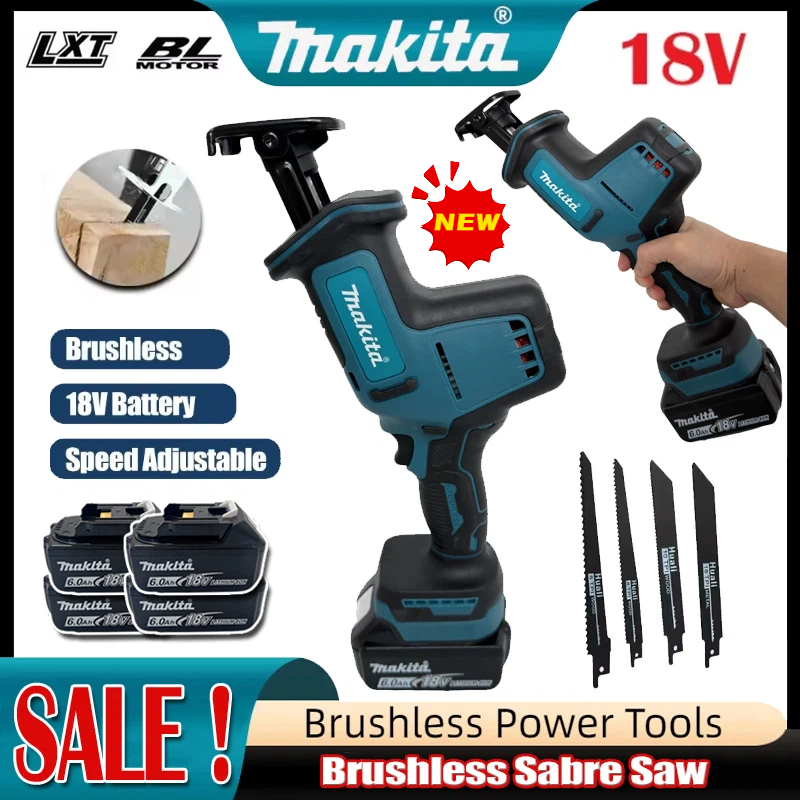 Power Tools Makita - 2026年マキタコードレスブラシレスレシプロソー、速度調整可能、ブラシレス金属・木材用電動ノコギリ、18Vバッテリー対応電動工具
