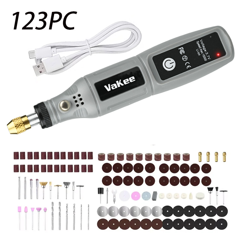 Power Tools Universal Battery - Vakee 16000RPM ロータリーツール、3.7V USB 充電式ミニグラインダーペン、DIY クラフト、ジュエリー作り用のポータブル電動工具