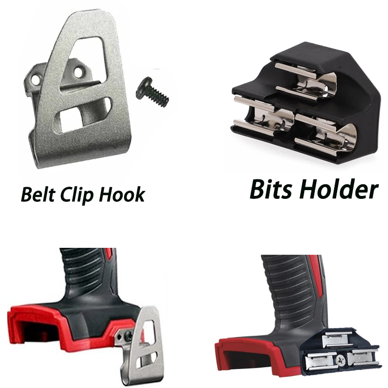 Power Tools Milwaukee - ビットホルダーとベルトクリップフックキットミルウォーキー 18V コードレスドリルインパクトドライバービットホルダーフッククリップ電動工具アクセサリー