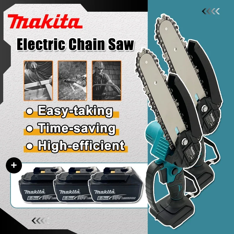 Power Tools Makita - マキタ 6 インチチェーンソー電動のこぎりハンドヘルドポータブル木材伐採チェーンソー庭の剪定木工電動工具 18V バッテリー用