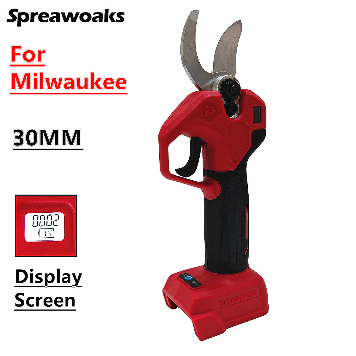 Power Tools Milwaukee - ブラシレス電動剪定鋏剪定ばさみ LED ディスプレイ 32 ミリメートルコードレス庭はさみミルウォーキー 18V