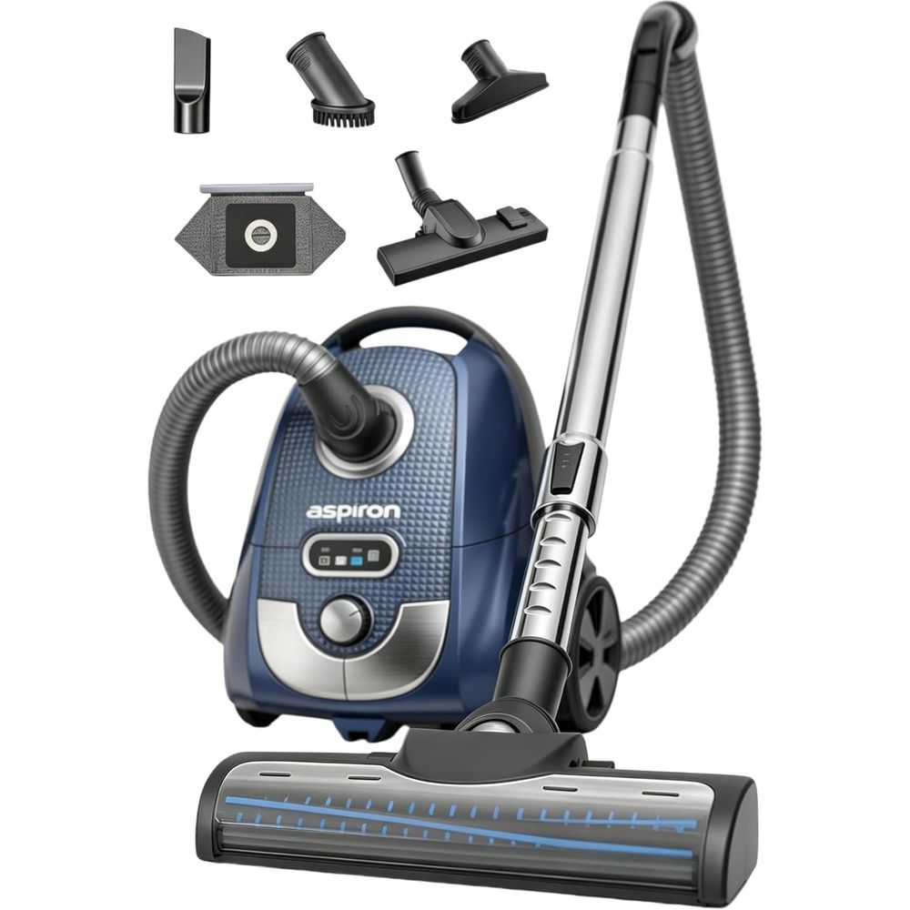 Power Tools Vacuum - キャニスター掃除機、1600W/40Kpa キャニスター袋式掃除機、4QT ダストバッグ、H13 HEPAフィルター、5つのツール、ペットに優しい、可変出力制御、または