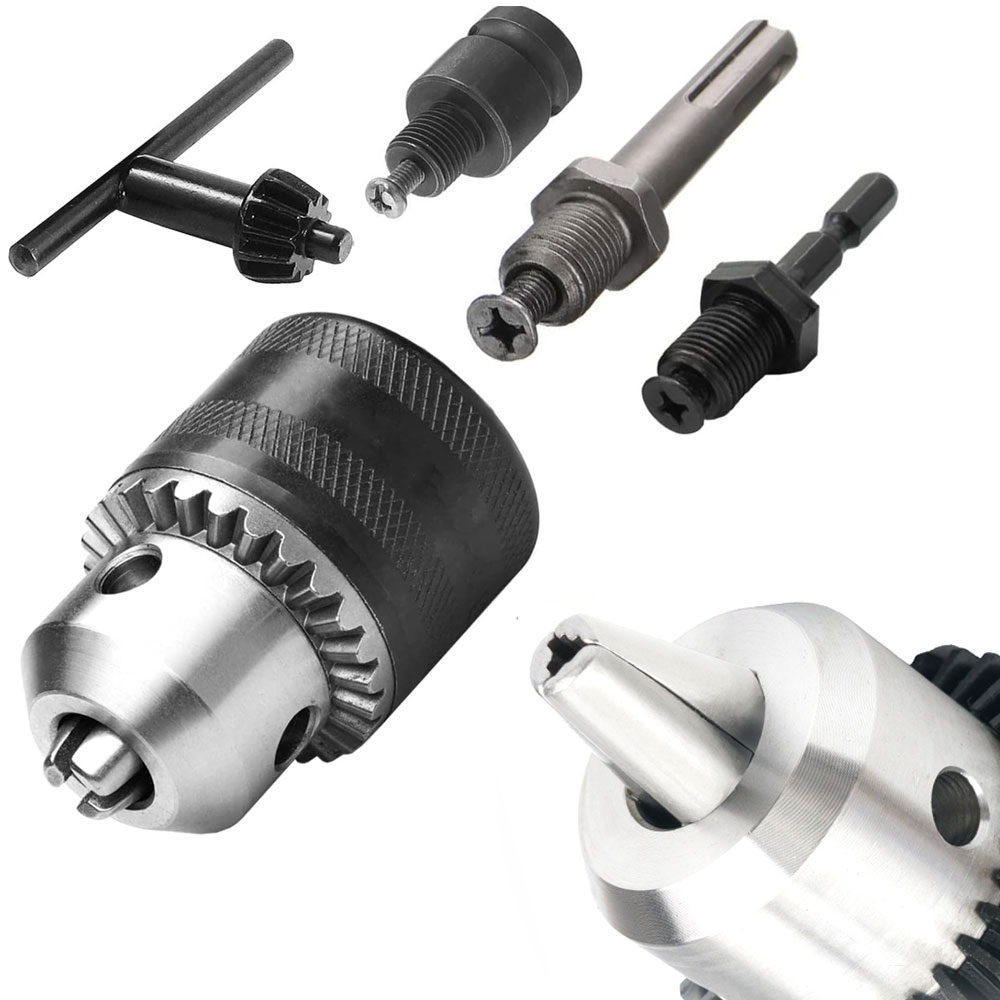 Power Tools Plus - インパクトレンチコンバーター用ドリルチャックアダプター 1/4インチ六角シャンクキーレスチャック 1.5-10mm精密クランプ範囲 SDSプラスアダプター 3/8-24UNFネジ ヘビーデューティー多機種対応電動工具アクセサリー