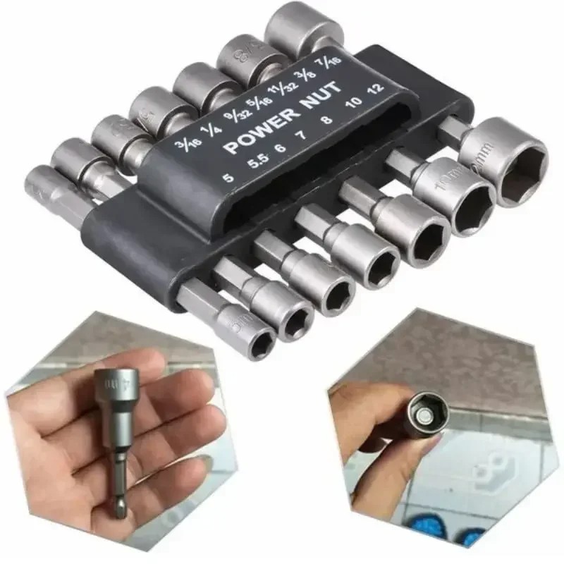 Power Tools Extension - 9/14 個セットソケットレンチ電動ドリルビットナットドライバー六角ハンドルドライバーソケット延長ロッド空気圧ハンドツールキット