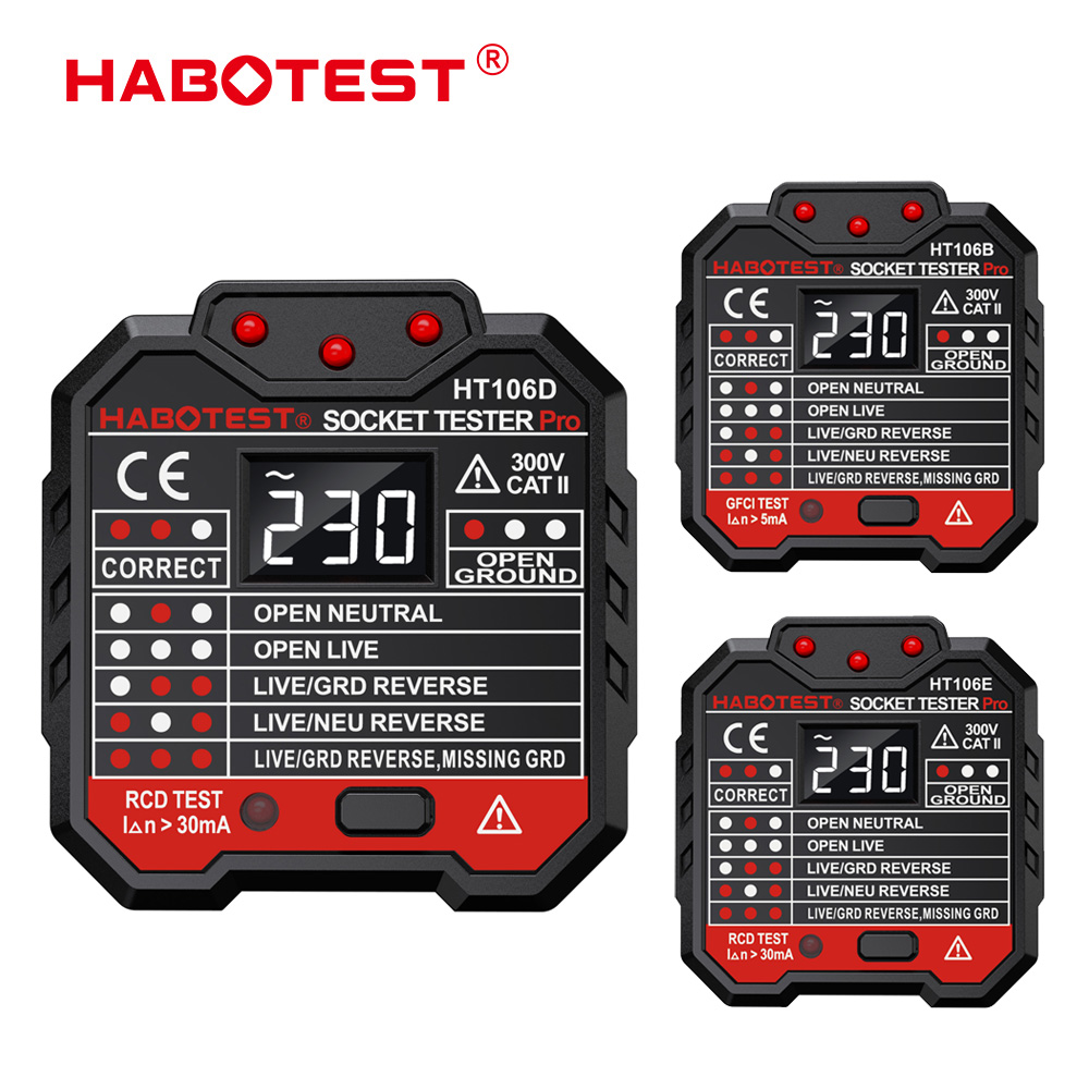 Power Tools Uk Review - HABOTEST HT106 デジタルソケットテスタープロ 電圧30mA RCDテスト スマート検出器