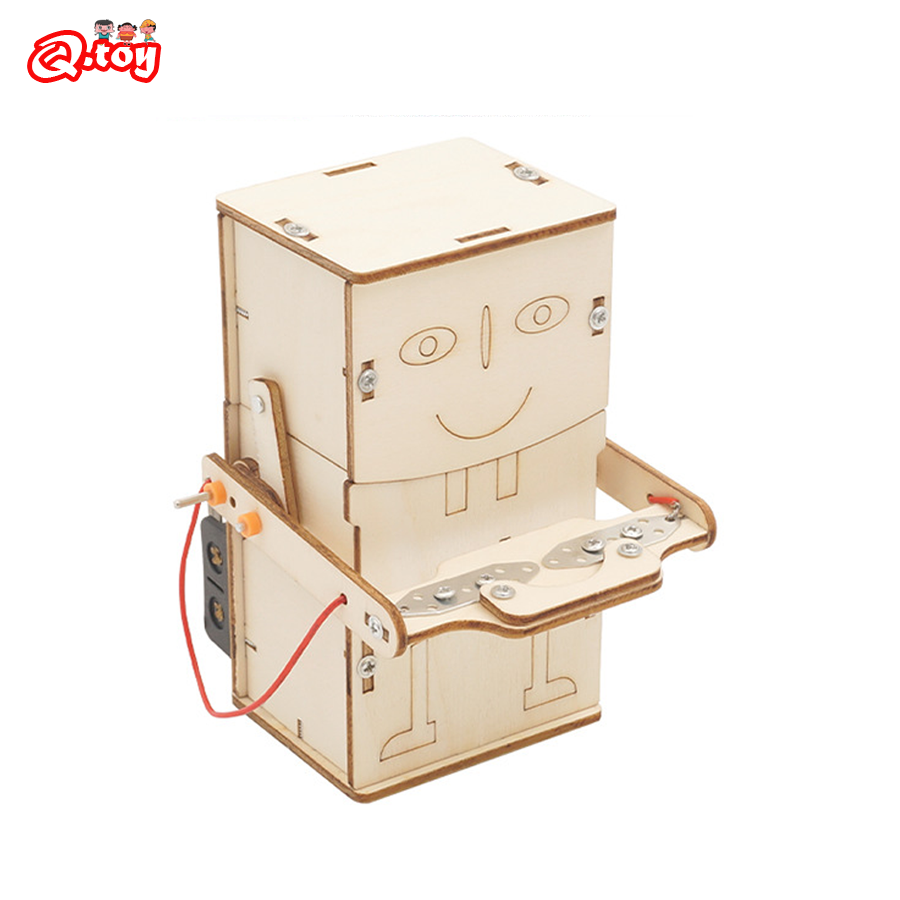 Power Tools Kids - 木製電動食べるコインロボット DIY モデル & 建築科学教育モデルおもちゃ実験ツール子供のための学習