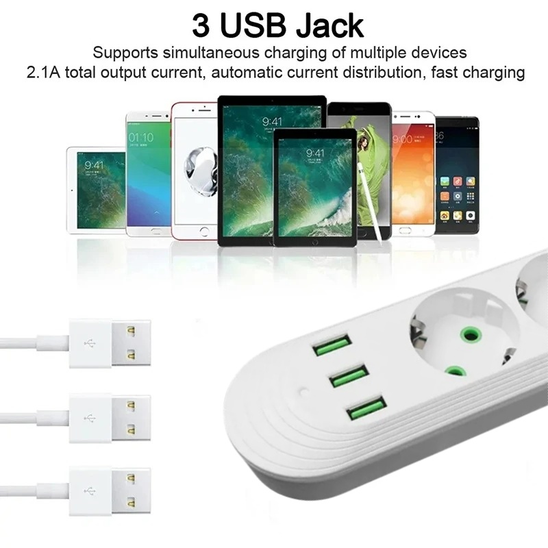 EUプラグACコンセント2500Wマルチポート電源タップ、3 - Power Tools Extension のレビューと価格
