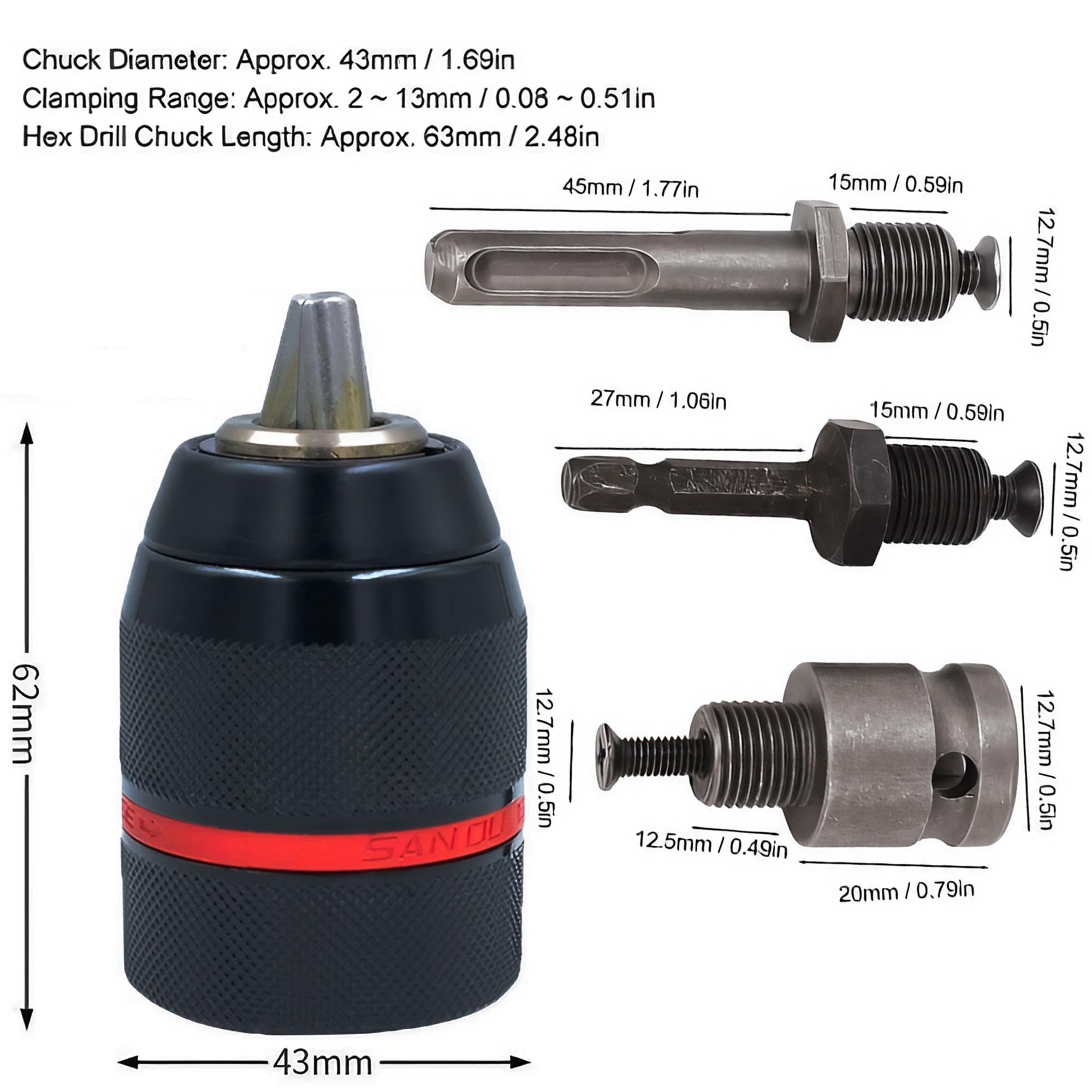 キーレスドリルチャック インパクトドリルアダプター SDSプ - Power Tools Plus のレビューと価格