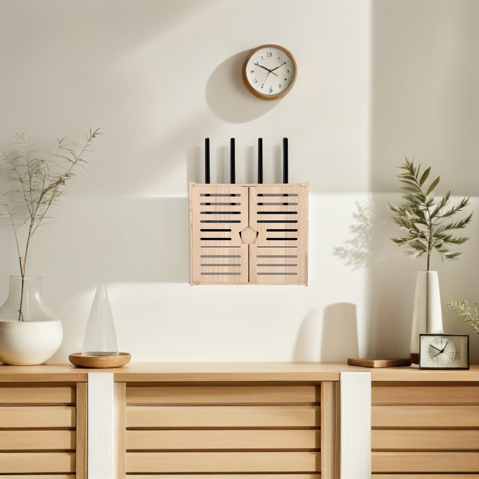 木製WiFiルーター収納ボックス 2層式壁掛けケーブル管理電 - Power Tools Tool Box のレビューと価格