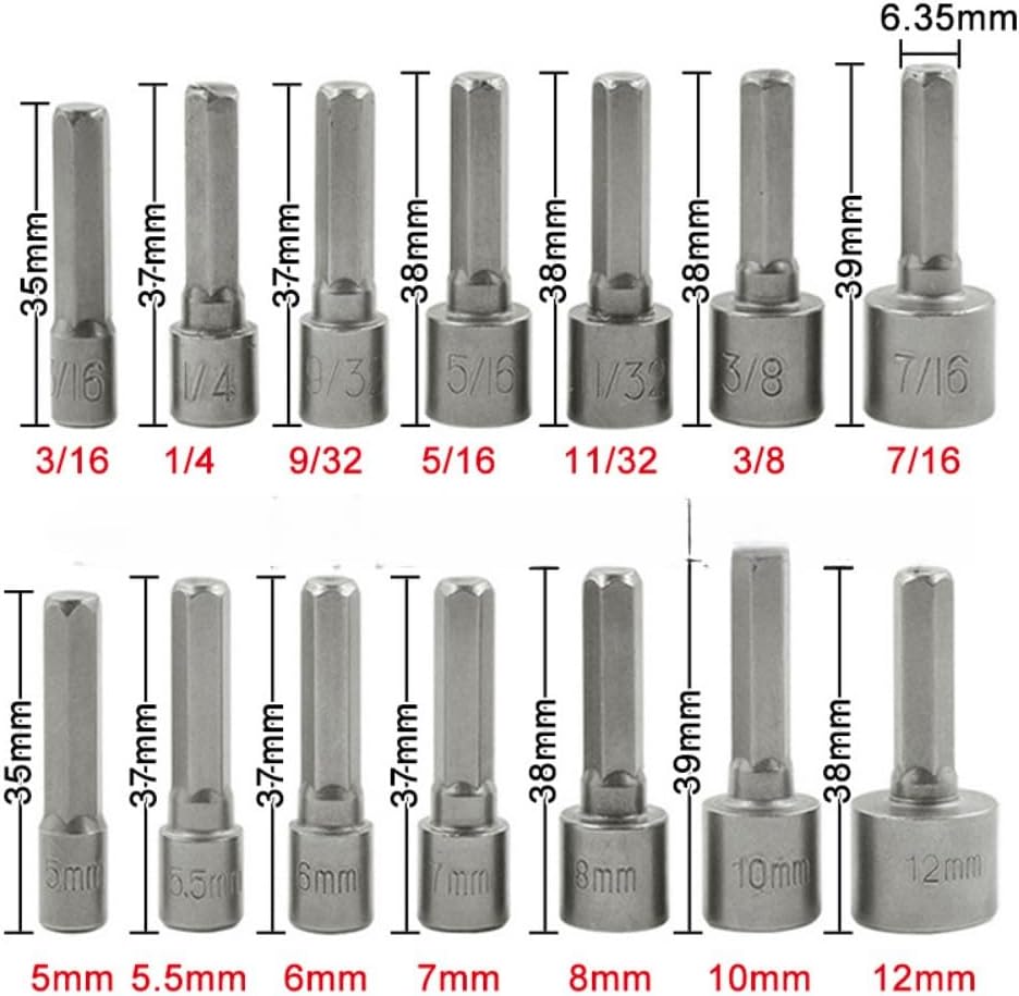 9/14個入り六角軸パワーナットドライバードリルビット磁気メ - Power Tools Underwater のレビューと価格
