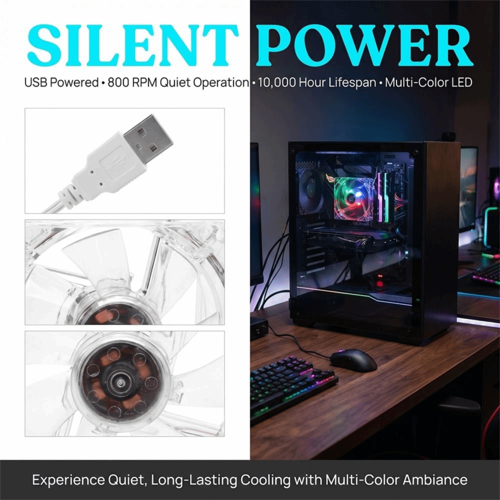 8 センチメートルサイズ USB 冷却ファン LED ライト - Power Tools Tool Box のレビューと価格