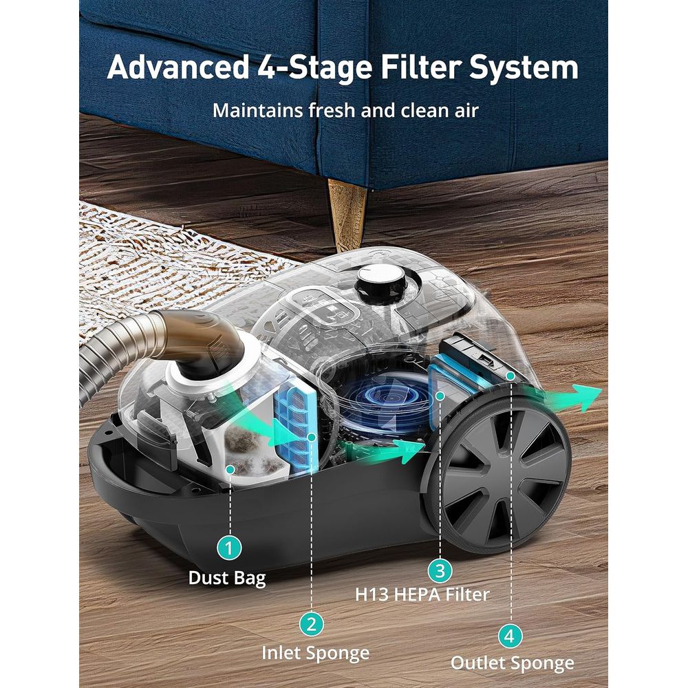 キャニスター掃除機、1600W/40Kpa キャニスター袋式 - Power Tools Vacuum のレビューと価格