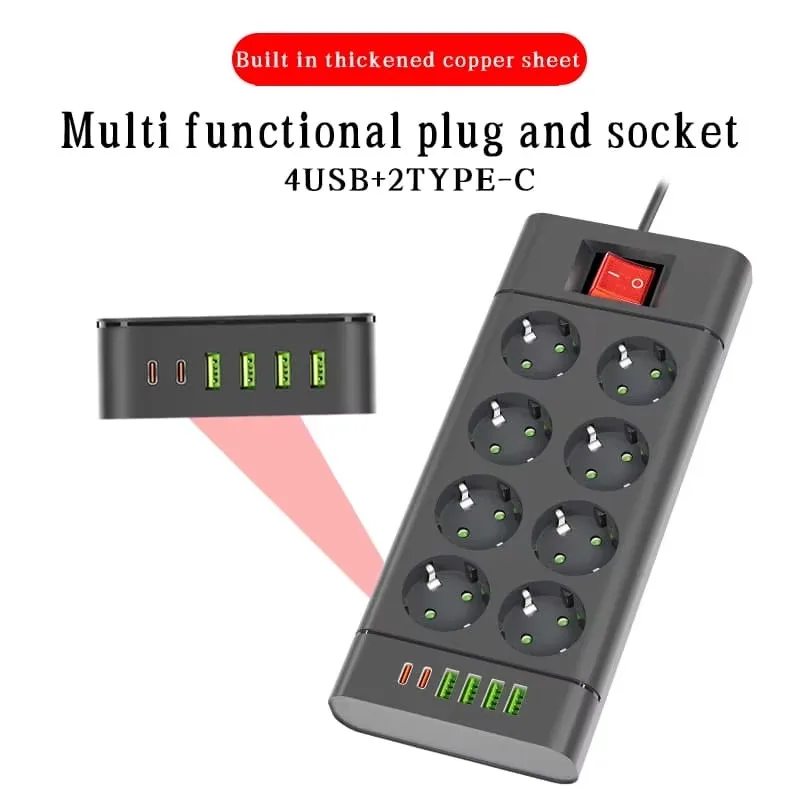 EUプラグ電源タップ延長コード、6、8、または10個のコンセ - Power Tools Extension のレビューと価格