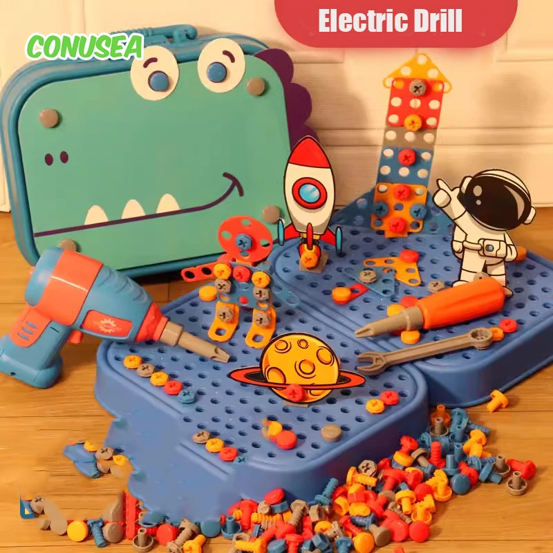 恐竜ドリル子供用完成品ツールキット電動ドリルネジナットキャリ - Power Tools Kids のレビューと価格